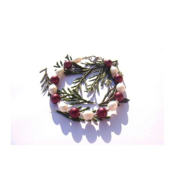 Perles de Majorque et perles d'Eau Douce : Bracelet 18,5 CM environ - Photo n°1