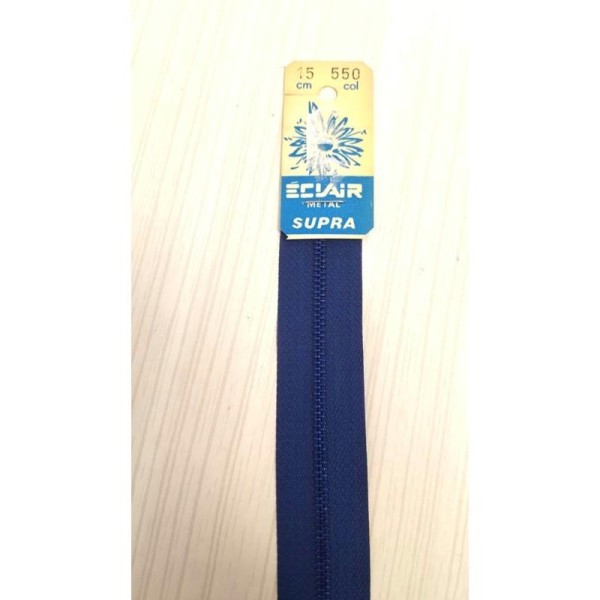 1 Fermeture éclair 15cm bleu ( 550 )  - non séparable - Photo n°1