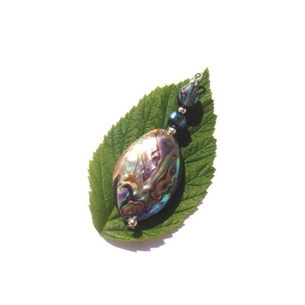 Abalone et Nacre teintée : Pendentif 5,4 CM de hauteur x 1,9 CM de largeur - Photo n°1