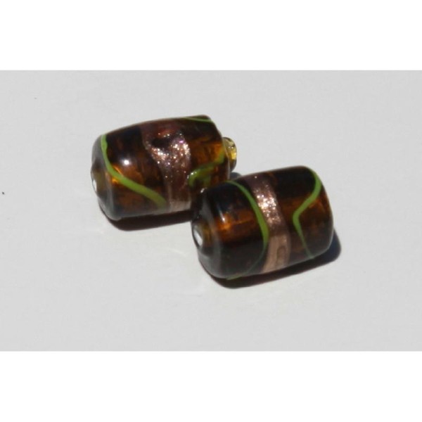 Deux perles tube caramel en verre translucide de 18 mm. - Photo n°2