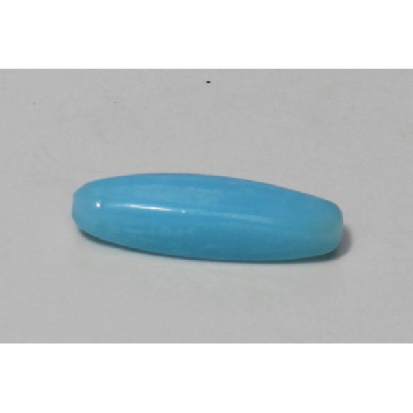 Perle bleue en verre, ovale longue et à facettes de 35 mm - Photo n°2