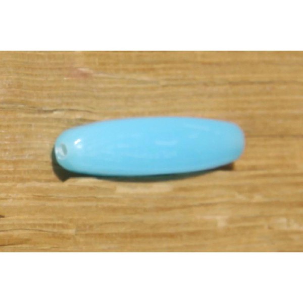 Perle bleue en verre, ovale longue et à facettes de 35 mm - Photo n°1