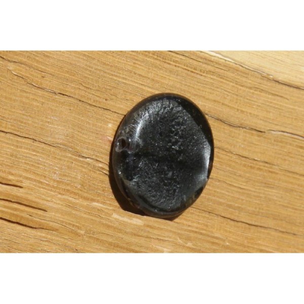 Perle gris acier en verre ronde et plate, galet de 35 mm - Photo n°3