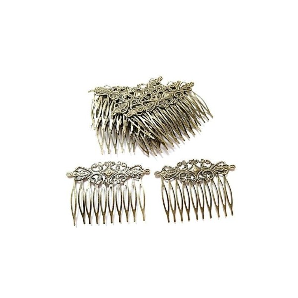 10 Pinces à Cheveux Estampe en Filigrane Creux Peigne Bronze Antique Fleur - Photo n°1