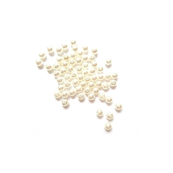 300 Jolies perles nacrées ivoire acrylique 8 mm - Photo n°1