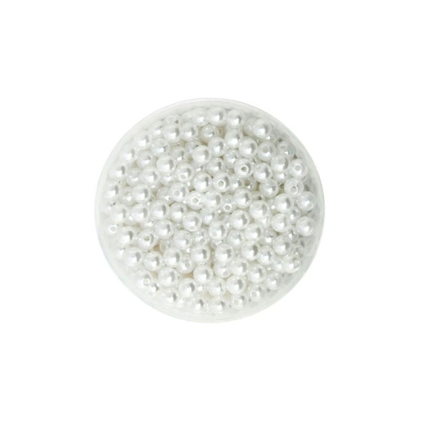 100 Perles ronde nacré acrylique blanc 6 mm - Photo n°1