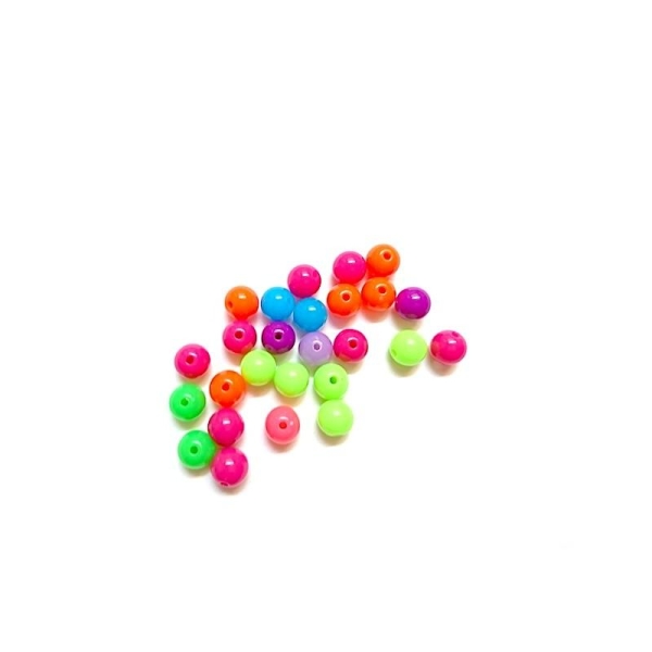 200 Perles lisse en Acrylique Balle Couleur au Hasard Brillant 10mm - Photo n°1