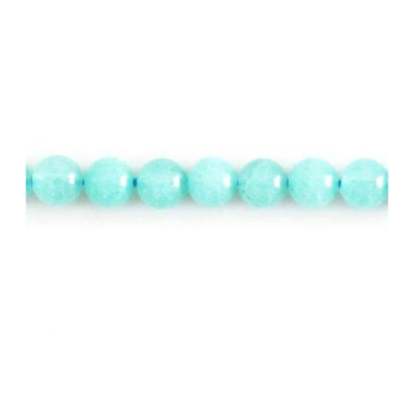 Jade teinté bleu clair : 14 Perles 6 MM de diamètre - Photo n°1