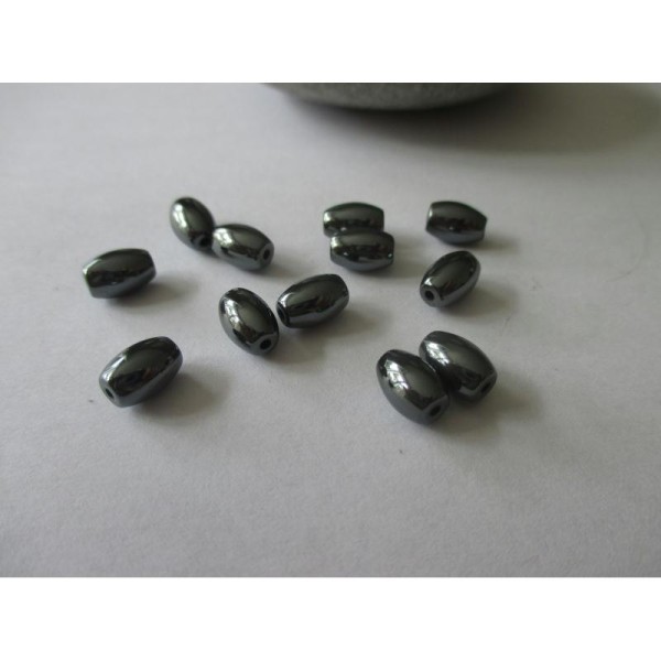 Lot de 36 perles hématites olives 9 mm - Photo n°1