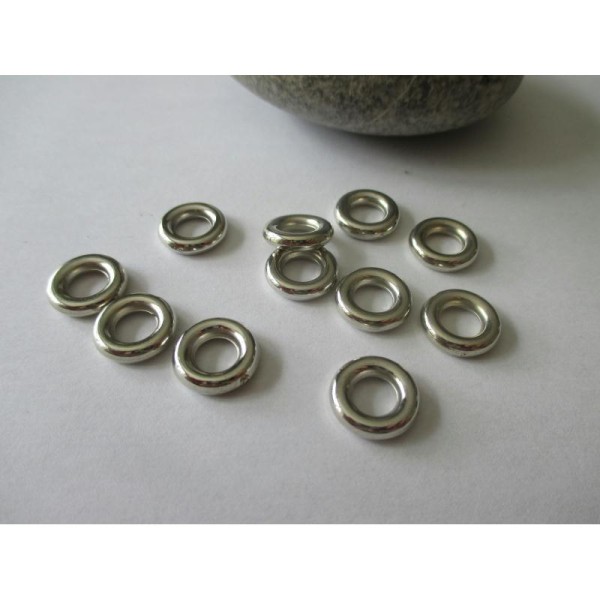 Lot de 26 perles acrylique argentée 11 mm - Photo n°1