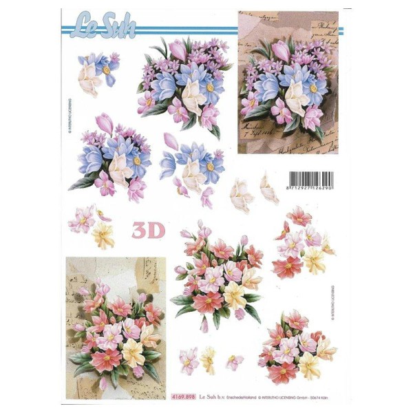Feuille 3D à découper A4 Fleurs Bouquet - Photo n°1