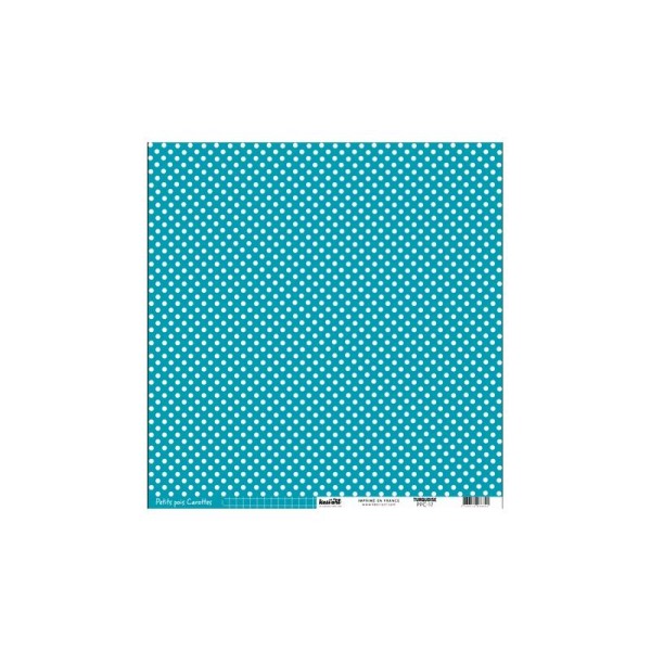 Papier cardstock pois quadrillé Bleu Turquoise - Photo n°1