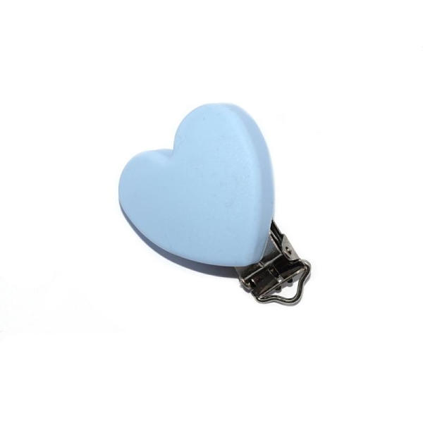 Attache tétine silicone coeur bleu - Photo n°1