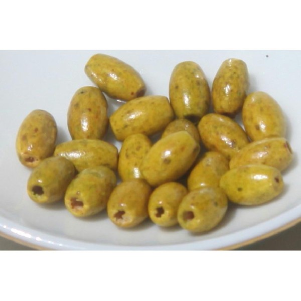20 Perles olives jaune vert en bois, perles ovales de 5 mm x 8 mm. - Photo n°1