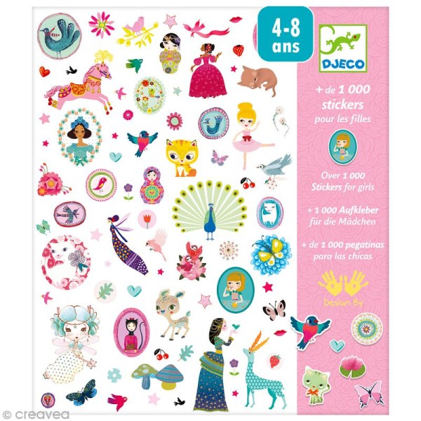 Djeco Petits cadeaux - Stickers - 1000 stickers fille - Photo n°1