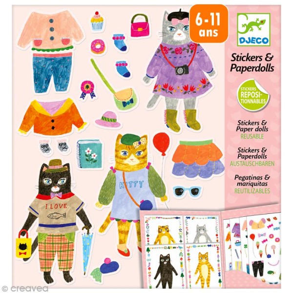 Djeco Petits cadeaux - Stickers & Paper dolls - Mes copains les chats - Photo n°1