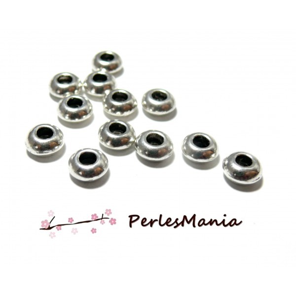 PS1181425 PAX 50 perles intercalaire Rondelles 8mm metal couleur Argent Platine - Photo n°1