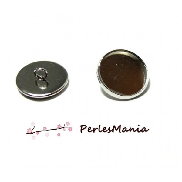 BN1122937PP PAX 20 Supports de boutons à coudre 14mm metal couleur Argent Platine - Photo n°1