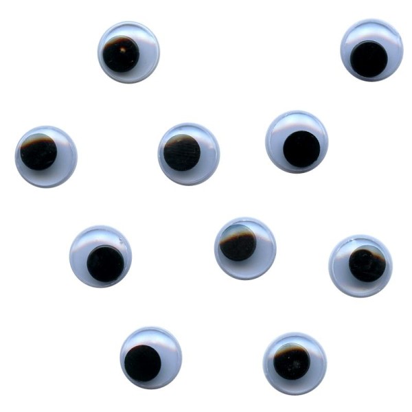 Yeux avec pupilles mobiles en plastique 1 cm x 10 - Photo n°1