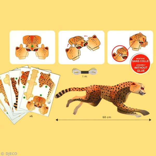 Djeco Petits cadeaux - Paper toys - Jaguar géant 60 cm - Photo n°2