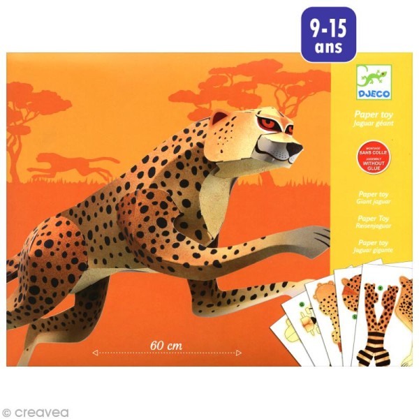 Djeco Petits cadeaux - Paper toys - Jaguar géant 60 cm - Photo n°1
