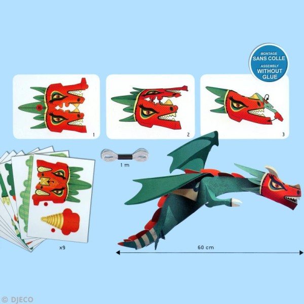 Djeco Petits cadeaux - Paper toys - Dragon géant 60 cm - Photo n°2