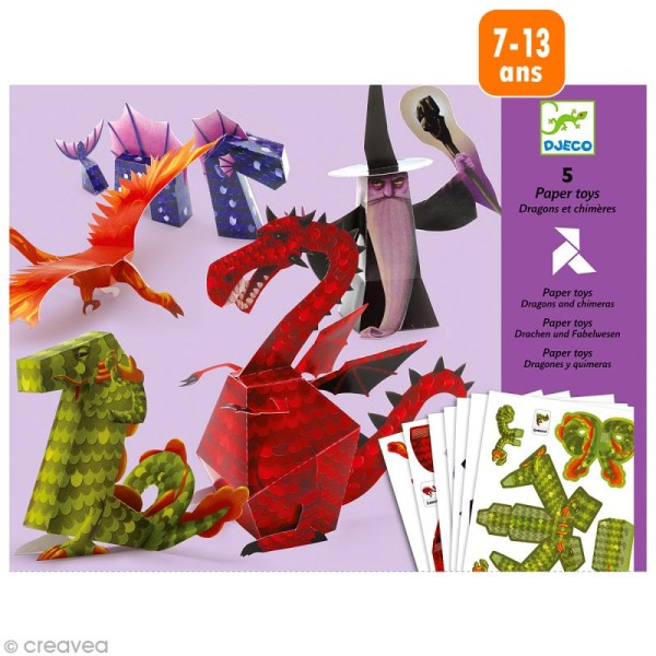 Djeco Petits cadeaux - Paper toys - Dragons et chimères - Photo n°1