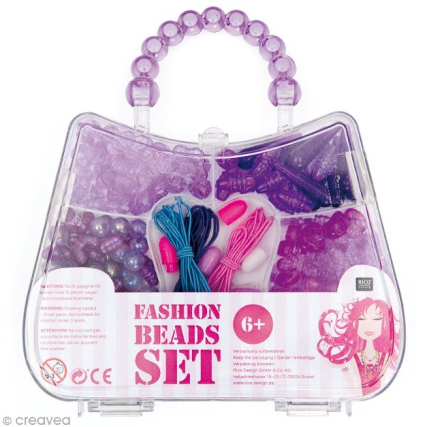 Kit perles Fashion Beads - Violet - env 250 pcs - Photo n°1