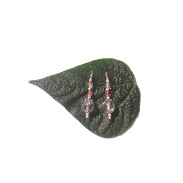 Cristal de Roche, Tourmaline, Hématite : 2 pendentifs 3,3 CM de hauteur - Photo n°2