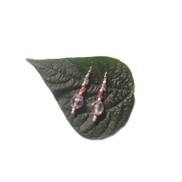 Cristal de Roche, Tourmaline, Hématite : 2 pendentifs 3,3 CM de hauteur - Photo n°1