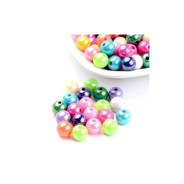500 Perles en Acrylique Couleur au Hasard Brillant 6mm - Photo n°1