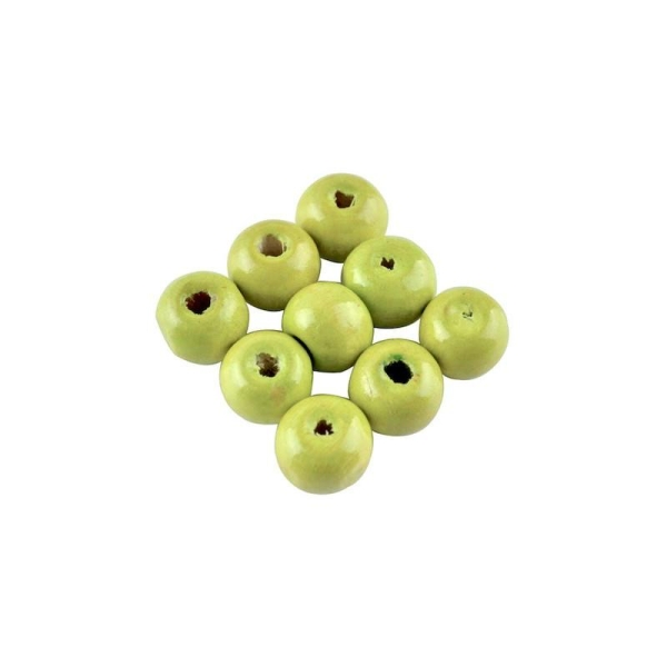 100 Perles ronde en bois vert clair 8mm - Photo n°1