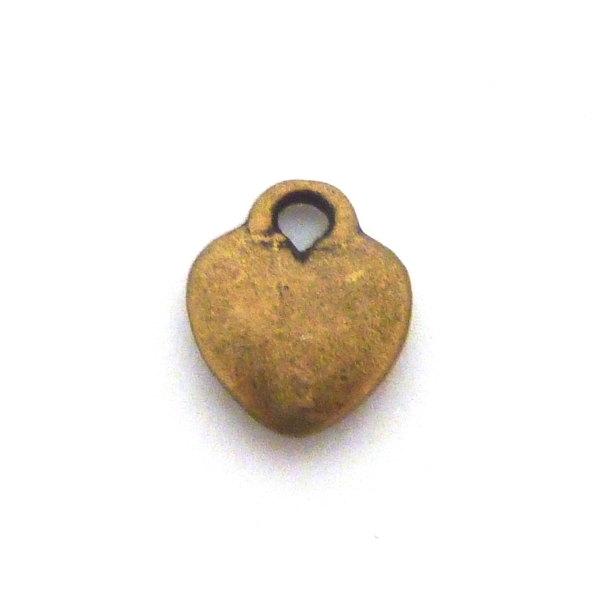 10 Breloques Coeur Légèrement Bombé En Métal Bronze Lisse 10mm - Photo n°1