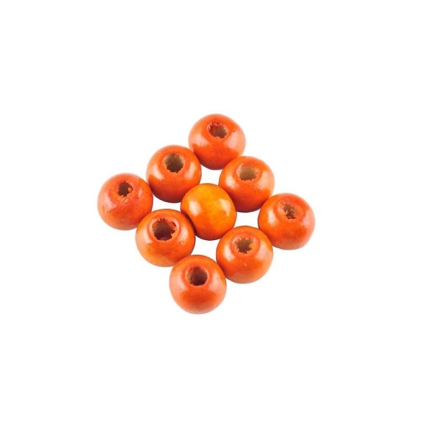100 Perles ronde en bois orange 8mm - Photo n°1