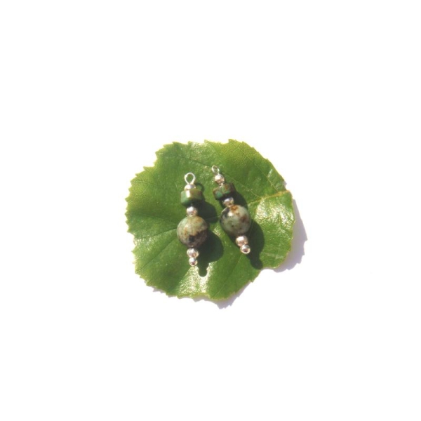 Turquoise Africaine : 2 MICRO breloques 19 MM de hauteur x 6 MM - Photo n°1
