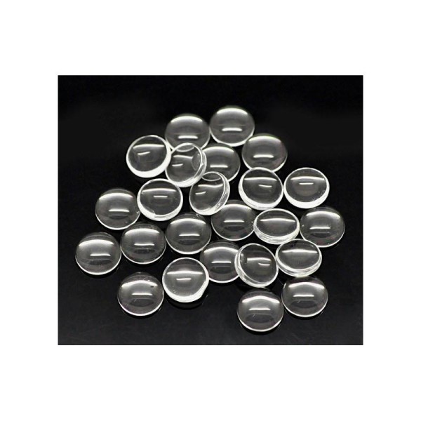 100 Cabochons loupes rond transparent 10 mm - Photo n°1