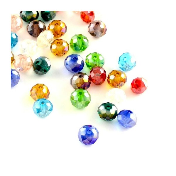 200 Perles en verre electroplate transparentes plaqué couleur abaque à facettes 6x4 mm - Photo n°1