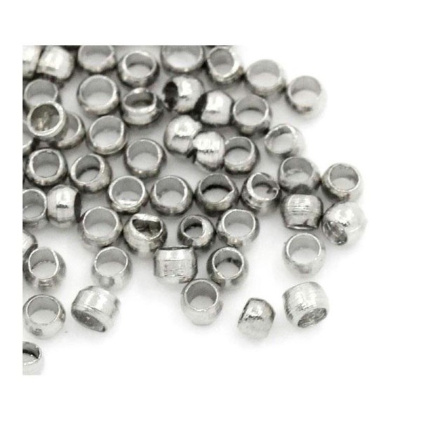 250 Perles à écraser- Diamètre 1,5 mm - Couleur argenté mat - Photo n°1