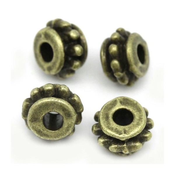 100 Perles Forme Rond Plaqué bronze à pois 7mm - Photo n°1