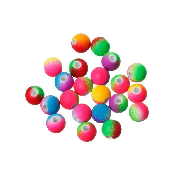 40 Perles Bubblegum en Acrylique Caoutchouté Couleur au Hasard 10mm - Photo n°1