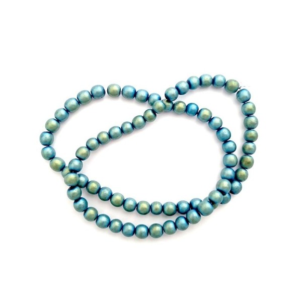 65 Perles en Hématite Rond Bleu-Vert 6mm Dia. - Photo n°1