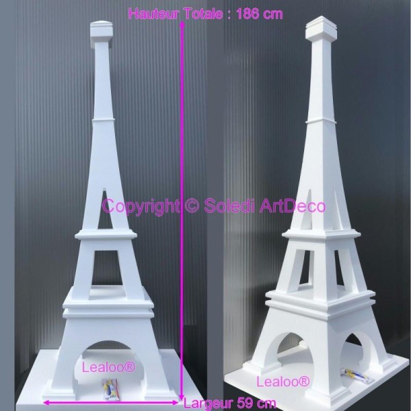 Grande Tour Eiffel en Polystyrène expansé, Hauteur 186 cm, 4 parties, pour présentoir réception - Photo n°1