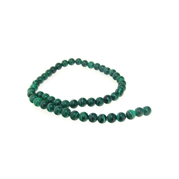 65 Perles en Malachite Jasper pierres précieuses Rond Vert Rayée 6mm Dia, 1 Enfilade - Photo n°1