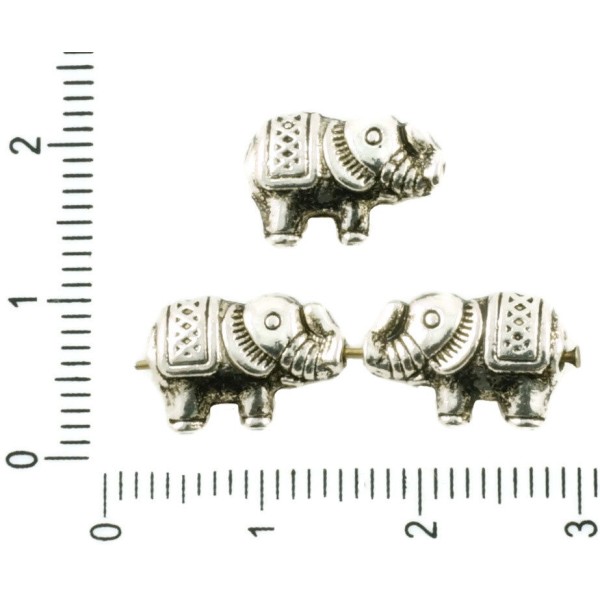 14pcs Antique Ton Argent Plat Petit Éléphant Animal Perles Charmes des Deux côtés tchèque Métal Conc - Photo n°1