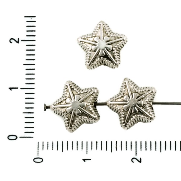 8pcs Antique Ton Argent Étoile de Noël, de Pâques, de Perles de Charmes tchèque Métal Conclusions 11 - Photo n°1