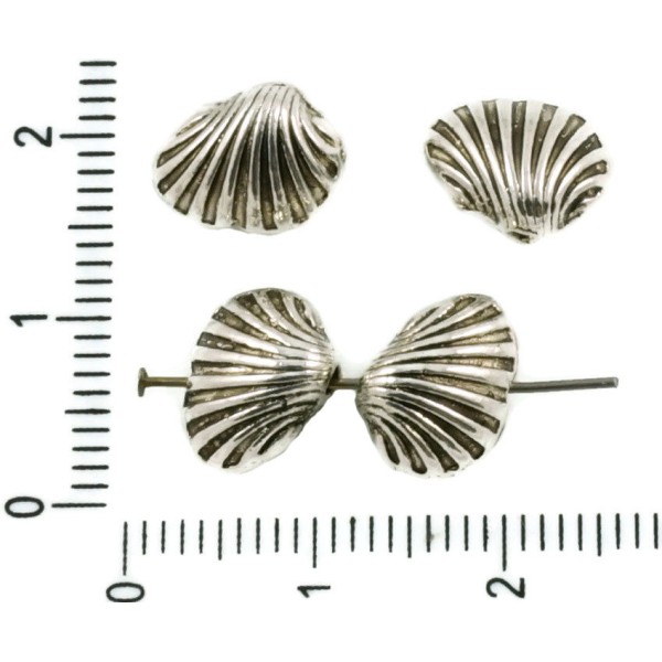 8pcs Antique Ton Argent Shell Coquillage Marin de la Mer de Perles de Charmes tchèque Métal Conclusi - Photo n°1