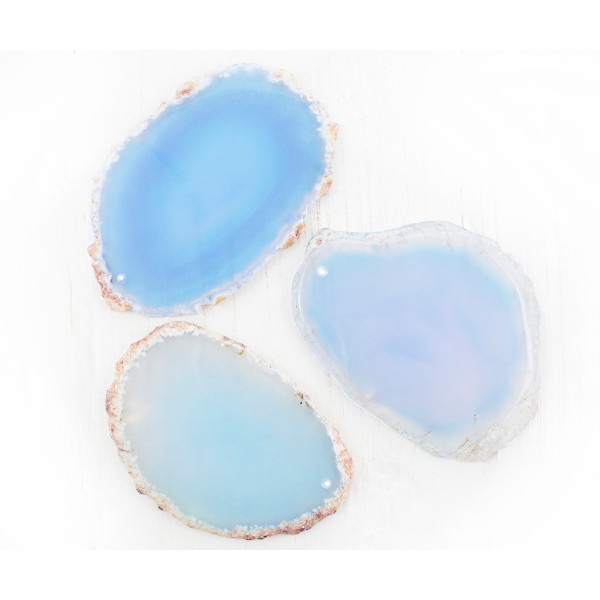 1pc Cristal Bleu de la Grande Table de Coupe Tranche Focal Pépite Agate de Glace Pendentif Quartz Ch - Photo n°2