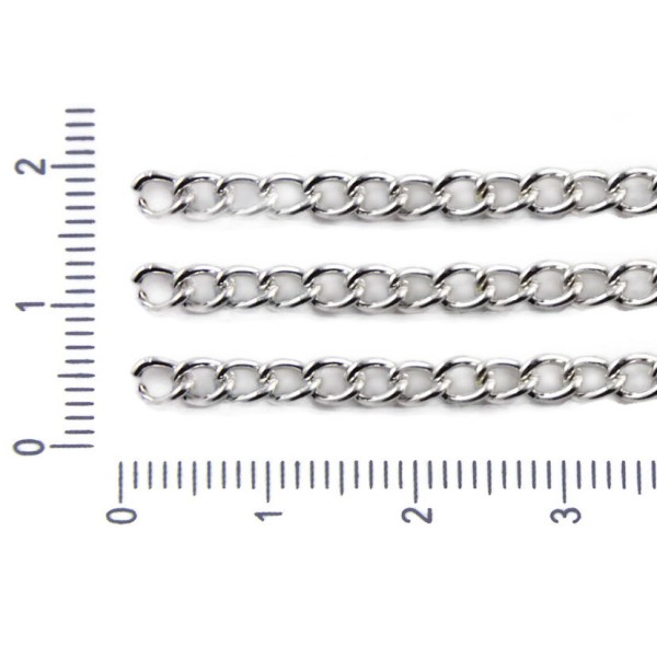 1m 3.3 ft 1.1 m en Plaqué Argent de forme Ovale Câble de Liaison de la Chaîne de Fabrication de Bijo - Photo n°1
