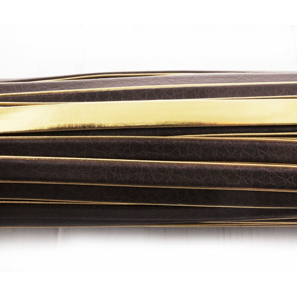 2M 6.6 Ft De 2,2 Mètres de l'Or Brun Foncé à Plat Cordon en Cuir Faux PU Dentelle de Perles de la Ch - Photo n°1