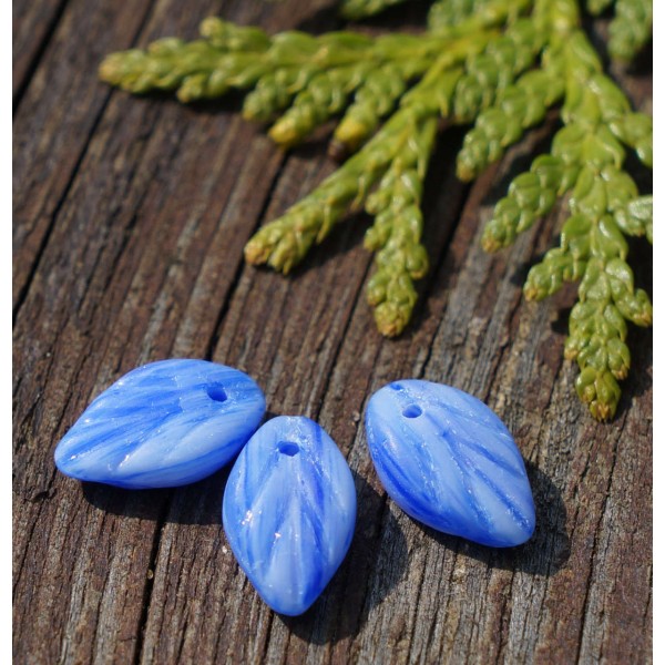 Mat de Verre Bleu de la Feuille de Perles tchèque Feuille de Perles de Feuille de Perles Exclusifs S - Photo n°1